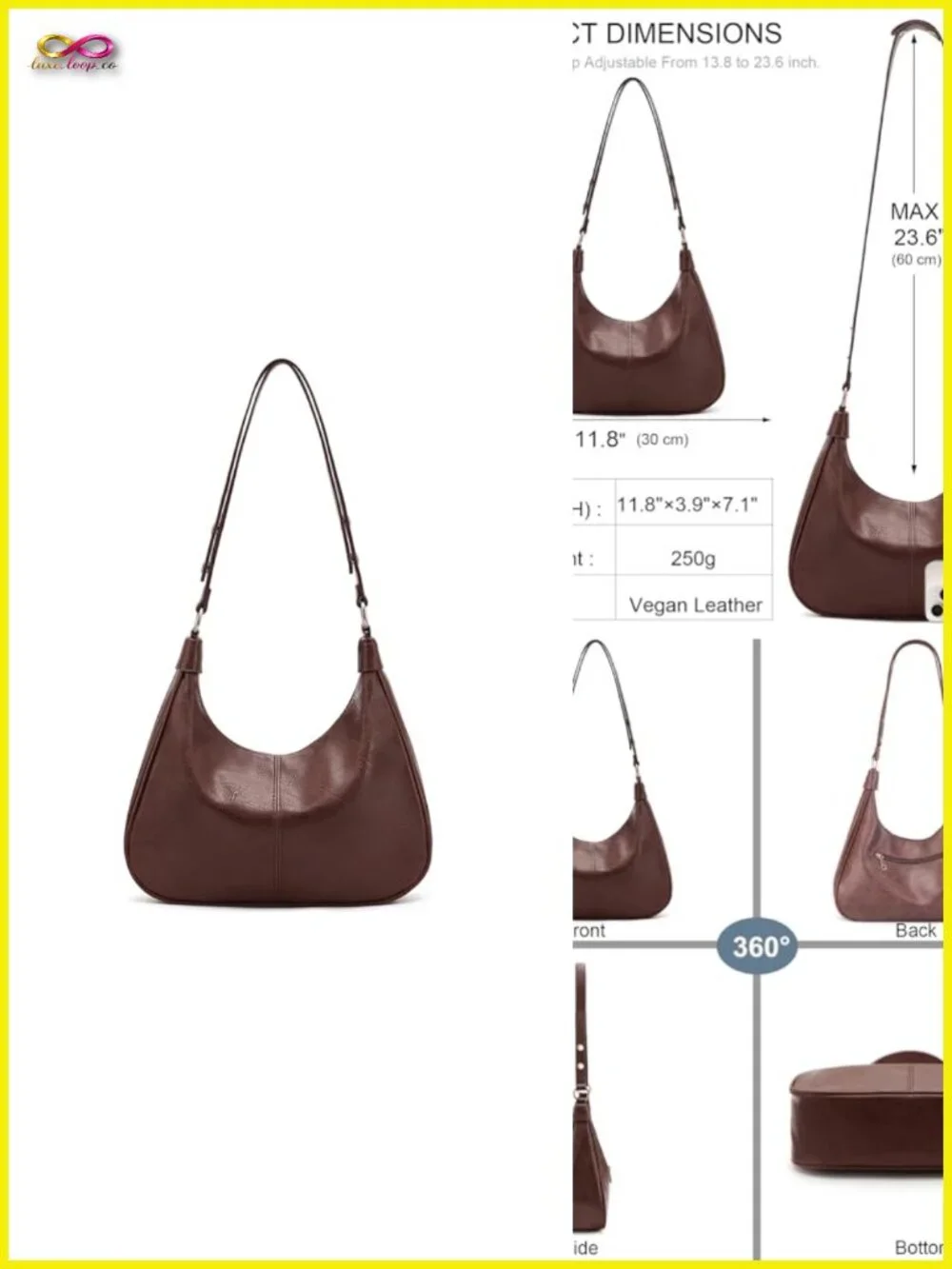 Ultra Soft Foldable Vegan Leather Crossbody Hobo Bag Tote Shoulder Purse